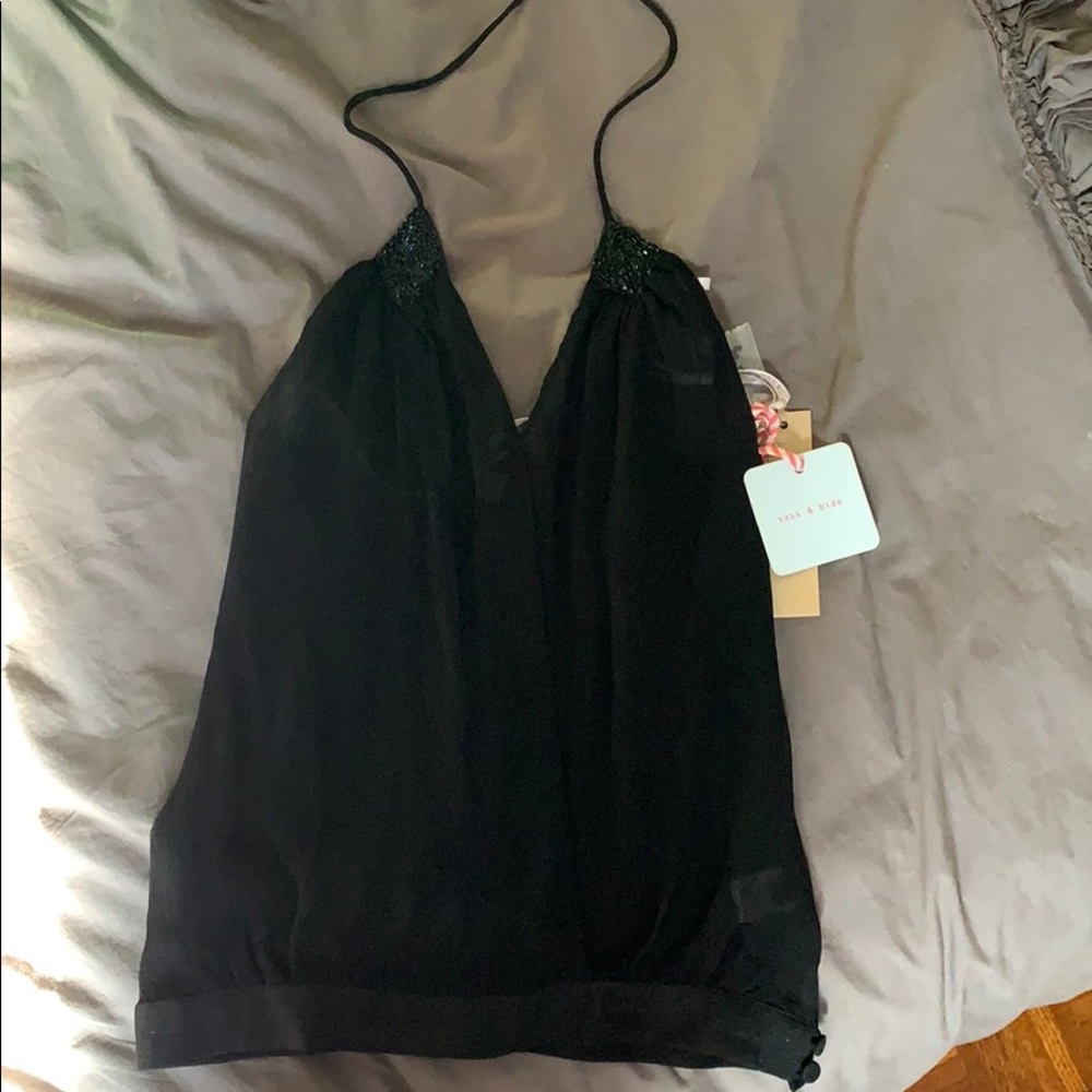 Sass & Bide Hand Beaded Sheer Halter